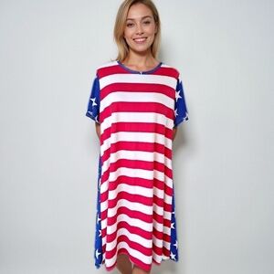 LULAROE CARLY UNICORN AMERICAN FLAG DRESS SZ 2X